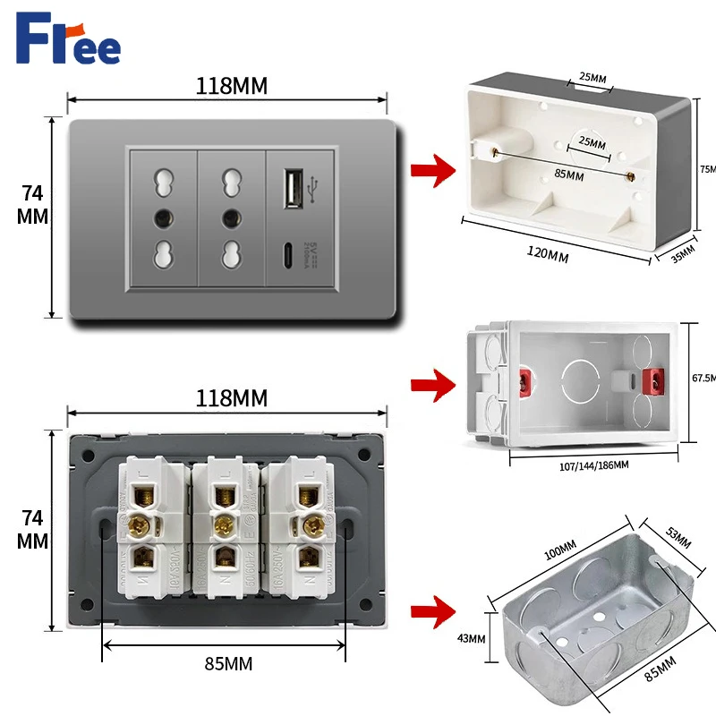 Italy Chile 20A Wall Socket USB Type C, Italian Push Switch socket Plastic Panel,Dual USB Wall Socket Chile Plug Light socket
Italy Chile 20A Wall Socket USB Type C, Italian Push Switch socket Plastic Panel,Dual USB Wall Socket Chile Plug Light socket