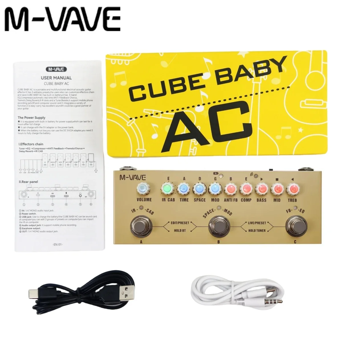 M-VAVE Cube Baby AC Pro Acoustic Guitar Processor 9 AMP IR Sims USB Audio Interface Rechargeable via Type-C
M-VAVE Cube Baby AC Pro Acoustic Guitar Processor 9 AMP IR Sims USB Audio Interface Rechargeable via Type-C