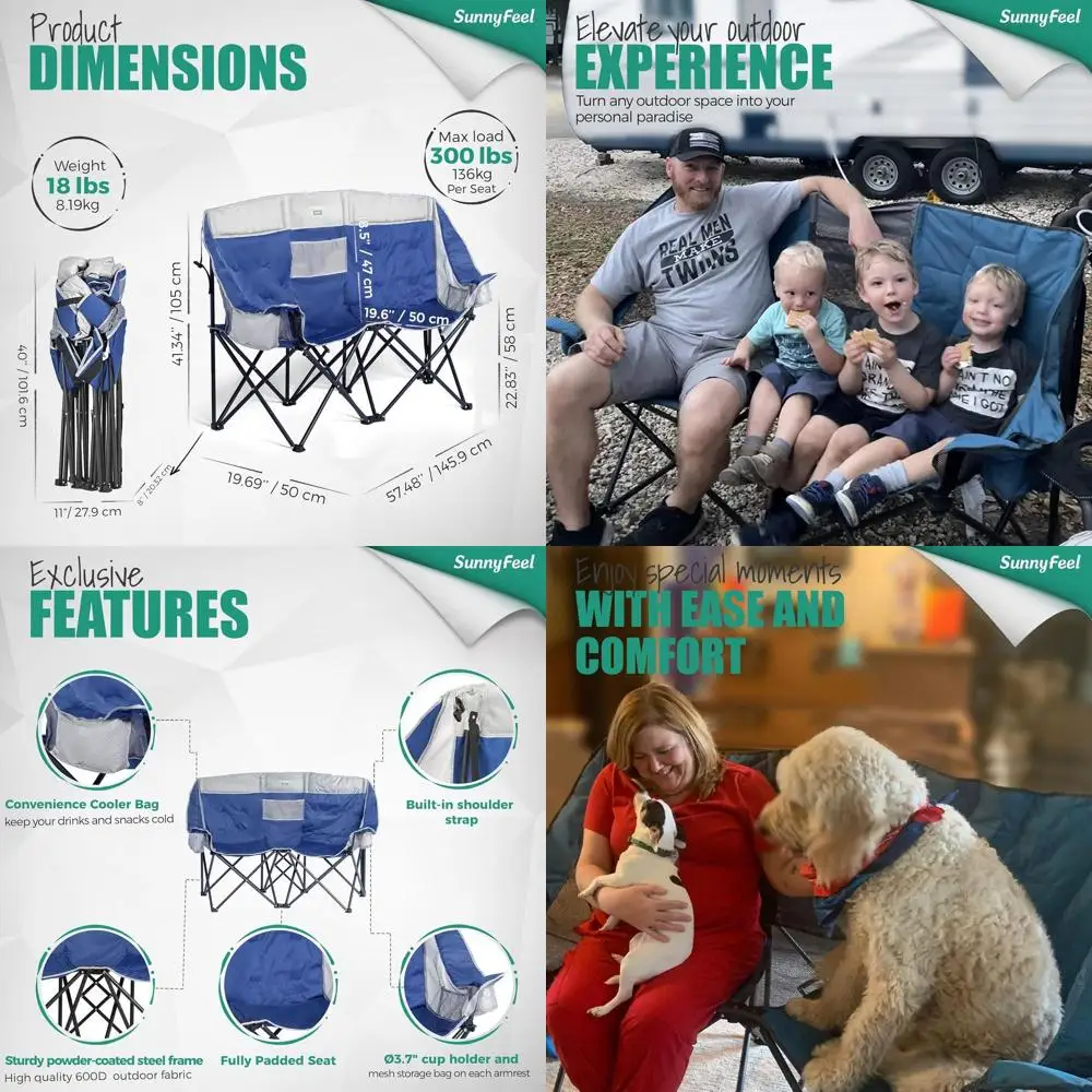 Double Camping Loveseat Chair, Blue-Cooler, Foldable, Portable, Space Saving, Side Pocket, Cup Holders
Double Camping Loveseat Chair, Blue-Cooler, Foldable, Portable, Space Saving, Side Pocket, Cup Holders