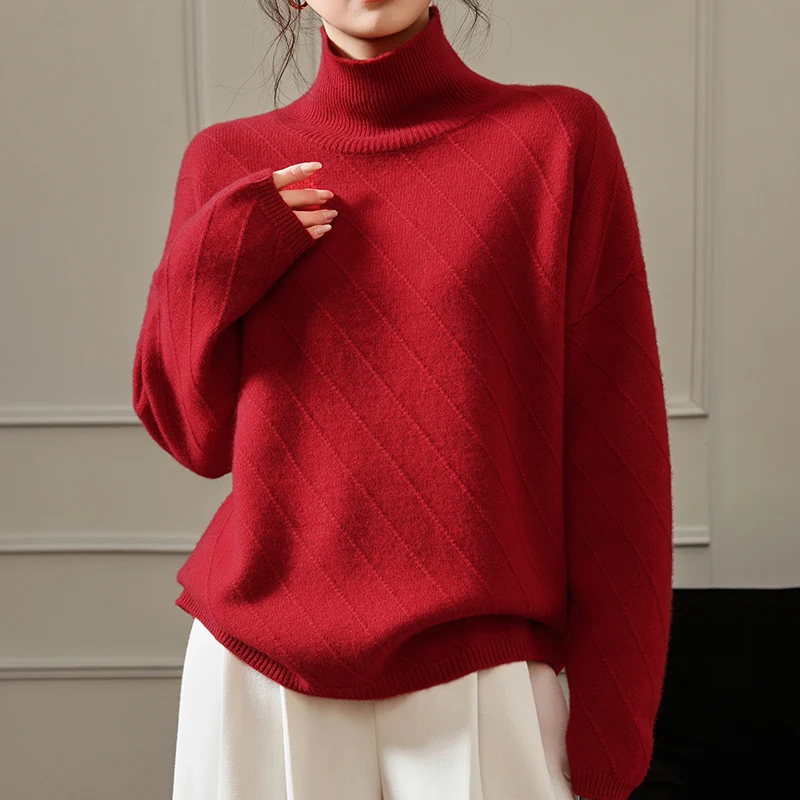 100% Pure Wool Sweater Women's 2026 Spring/Autumn New Turtleneck Knit Pullover Fashion Loose Soft Comfortable High Neck Sweater
100% Pure Wool Sweater Women's 2026 Spring/Autumn New Turtleneck Knit Pullover Fashion Loose Soft Comfortable High Neck Sweater