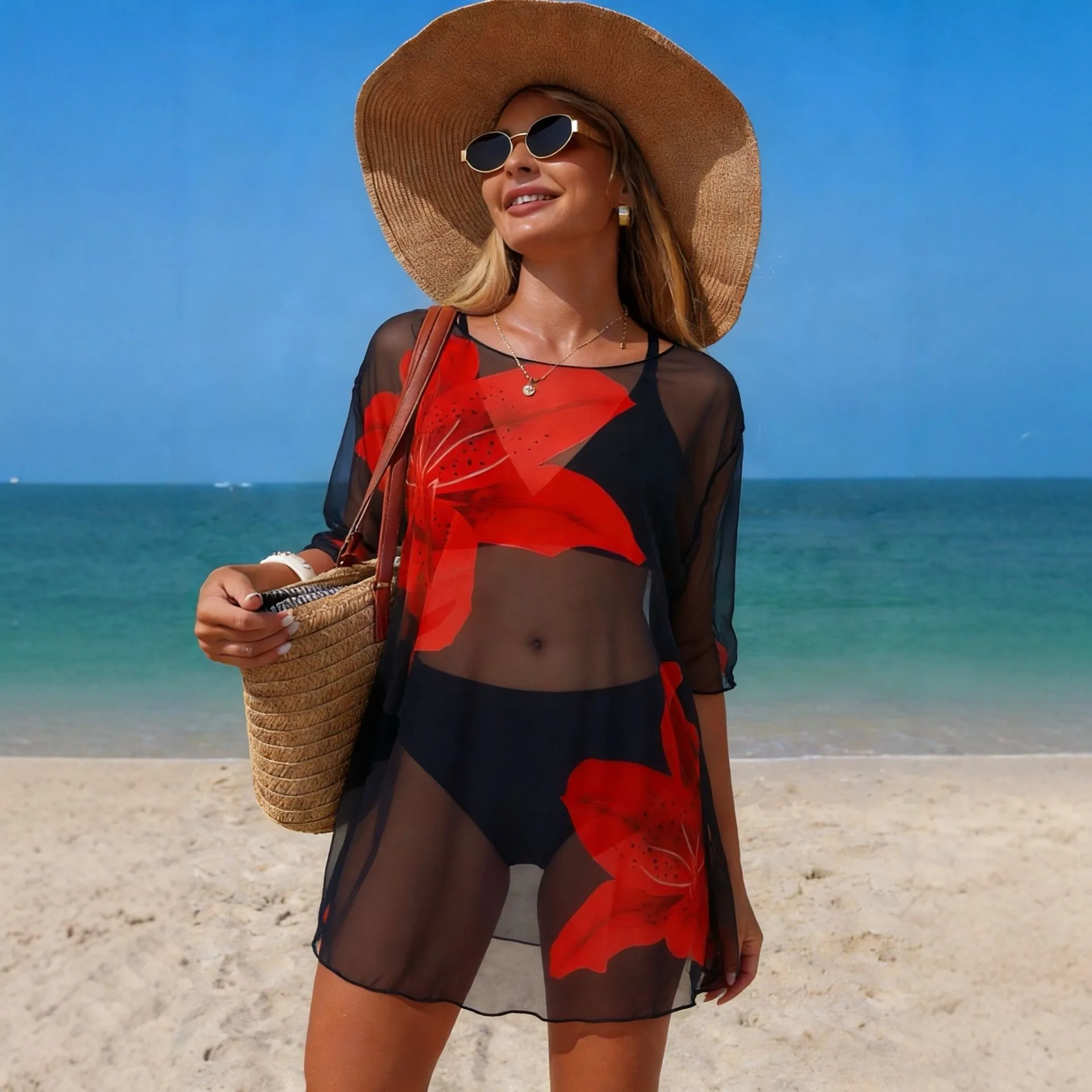 2026 3-Piece Beach Cover-Up Set Sheer Mesh Kimono & Matching Bikini Summer Holiday See Through Cover Up Sundress Sexy Bikini Set
2026 3-Piece Beach Cover-Up Set Sheer Mesh Kimono & Matching Bikini Summer Holiday See Through Cover Up Sundress Sexy Bikini Set