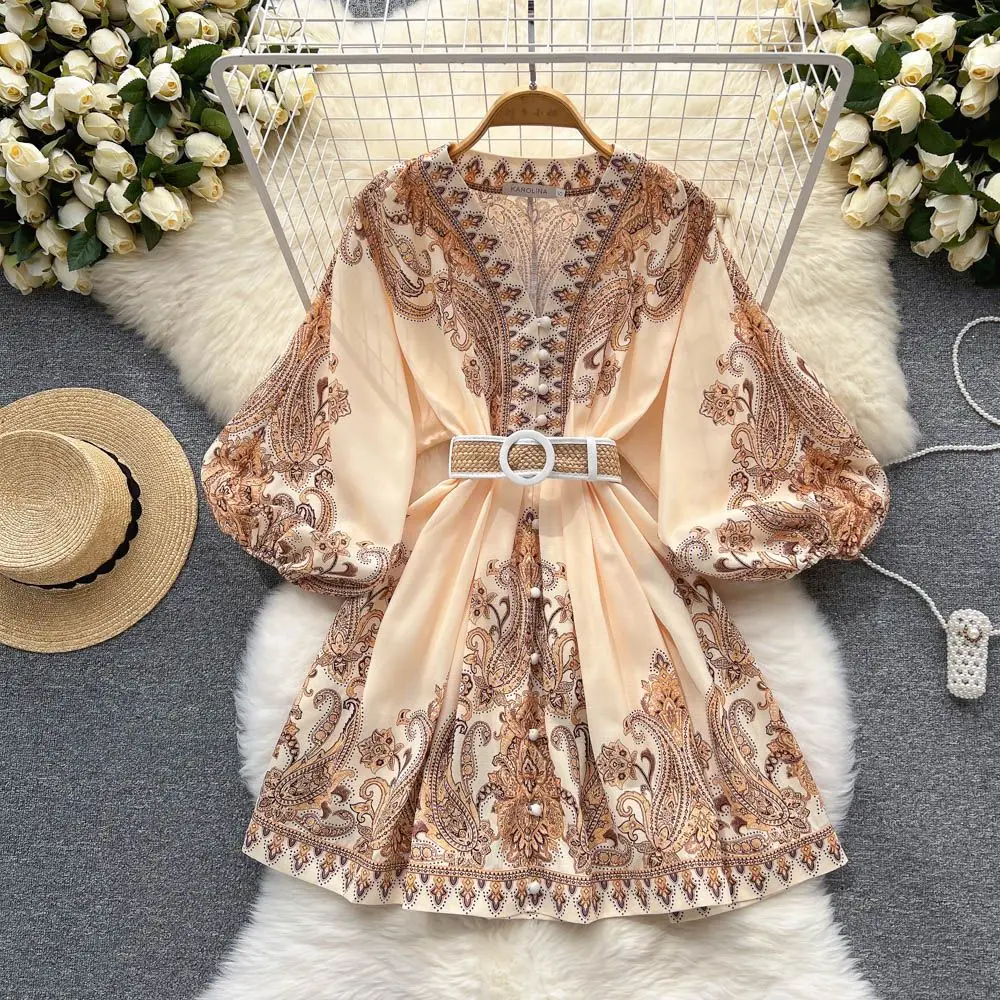 Royal Style Party Gowns Women Floral Print V-neck Long Sleeve Vintage Mini Dresses 2024 New Summer Autumn A-line Short Dress
Royal Style Party Gowns Women Floral Print V-neck Long Sleeve Vintage Mini Dresses 2024 New Summer Autumn A-line Short Dress