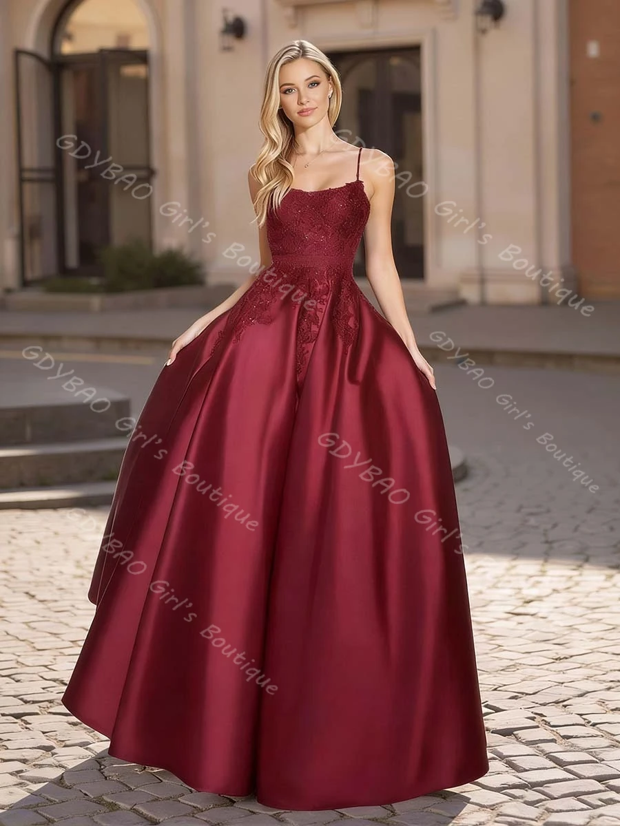A-line Appliqued Satin Prom Dress for Women Spaghetti Strap Backless Evening Gowns Long Party Robe Customized Vestidos de Festa
A-line Appliqued Satin Prom Dress for Women Spaghetti Strap Backless Evening Gowns Long Party Robe Customized Vestidos de Festa