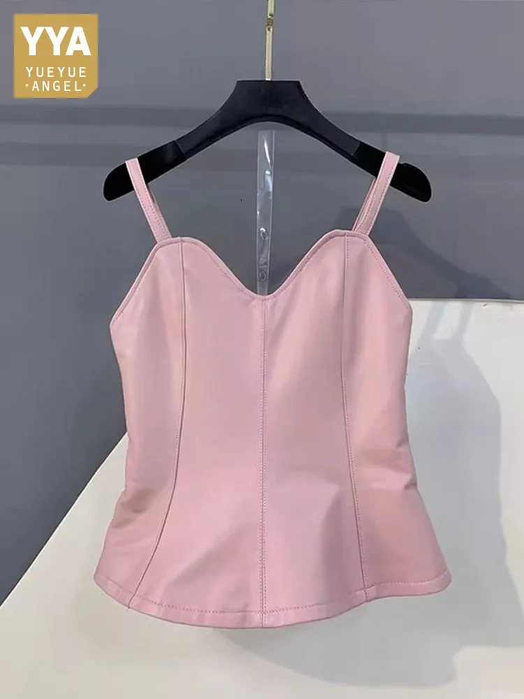 Fashion Women Slim Fit Suspender Strap Sheepskin Genuine Leather Vest Sweet Ladies Pink Back Zipper Waistcoat Sleeveless Jacket
Fashion Women Slim Fit Suspender Strap Sheepskin Genuine Leather Vest Sweet Ladies Pink Back Zipper Waistcoat Sleeveless Jacket