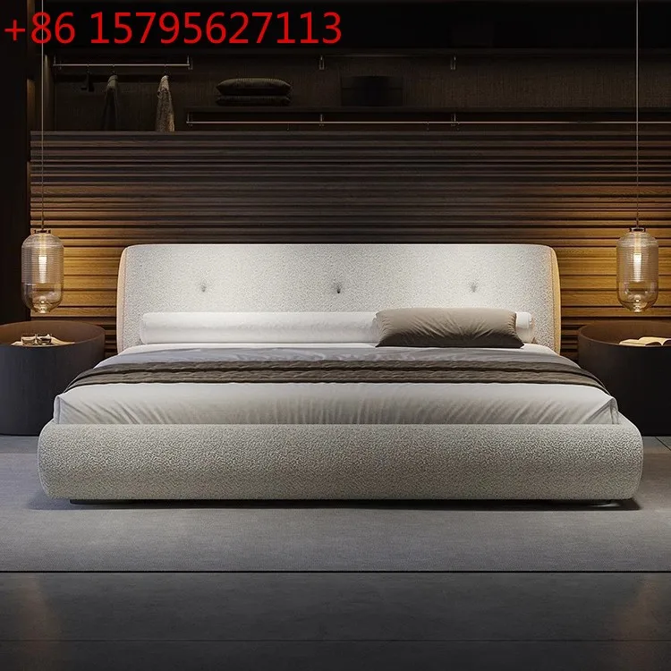 Modern fabric master bedroom queen bed Italian light luxury lamb wool bed double wedding bed
Modern fabric master bedroom queen bed Italian light luxury lamb wool bed double wedding bed