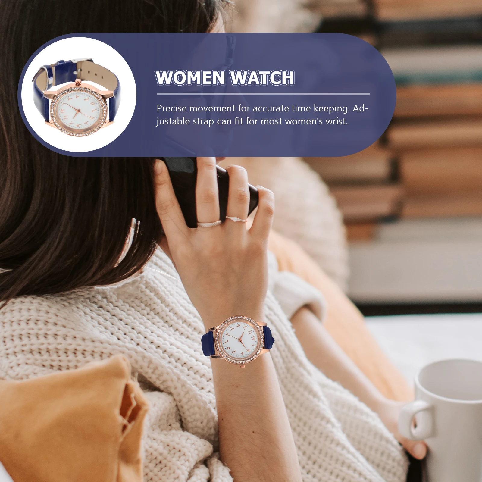 Women Watch Decorative Wristwatch Lightweight Blue Adjustable Strap Rhinestone Delicate Quartz Watches For Female
Women Watch Decorative Wristwatch Lightweight Blue Adjustable Strap Rhinestone Delicate Quartz Watches For Female