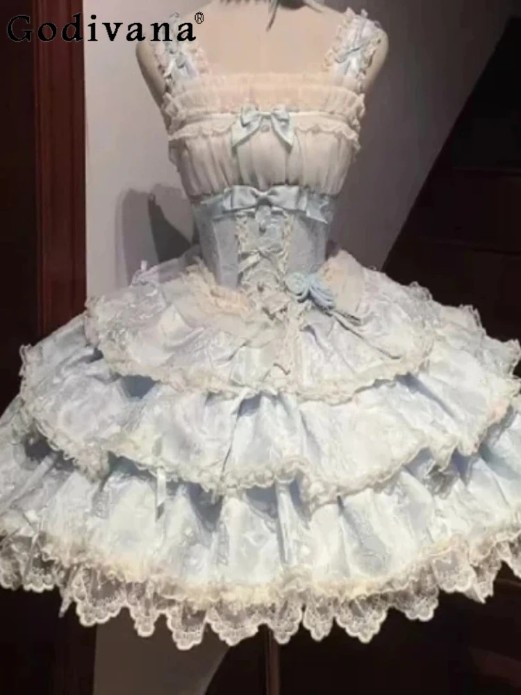 Lolita Ballet Sweet Square Neck Spring Summer Cute Princess Dress Elegant Birthday Halloween Cake Fairy Suspender Short Dresses
Lolita Ballet Sweet Square Neck Spring Summer Cute Princess Dress Elegant Birthday Halloween Cake Fairy Suspender Short Dresses