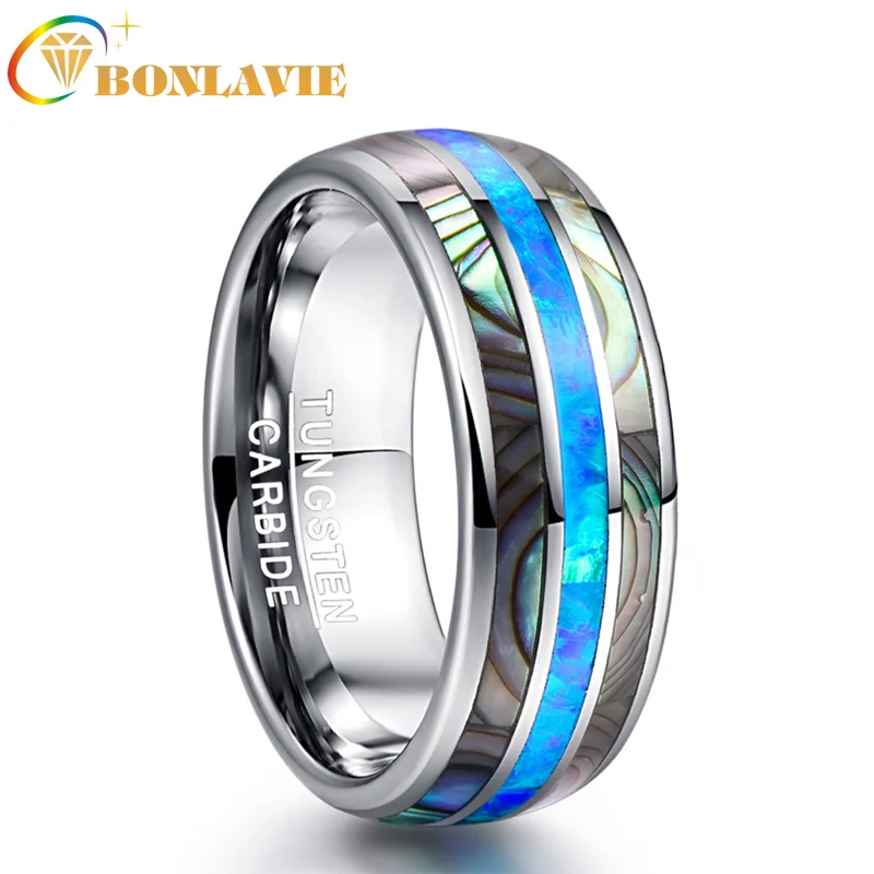 BONLAVIE 8mm Tungsten Carbide Rings Round Dome Shells Rings for Women Men Blue Opal Men Ring Anniversary Party Jewelry
BONLAVIE 8mm Tungsten Carbide Rings Round Dome Shells Rings for Women Men Blue Opal Men Ring Anniversary Party Jewelry