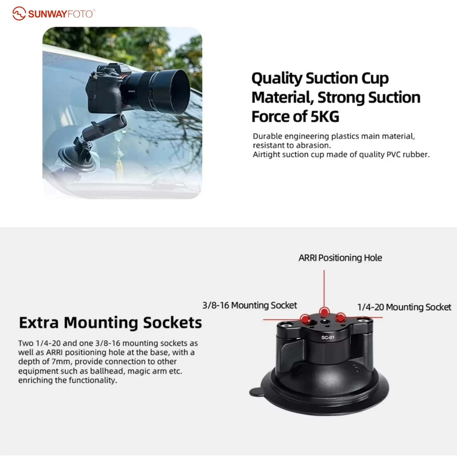 SUNWAYFOTO Universal Cellphone Auto Bracket Cell Phone Holder Suction Cup Mount for Windshield Car Window
SUNWAYFOTO Universal Cellphone Auto Bracket Cell Phone Holder Suction Cup Mount for Windshield Car Window