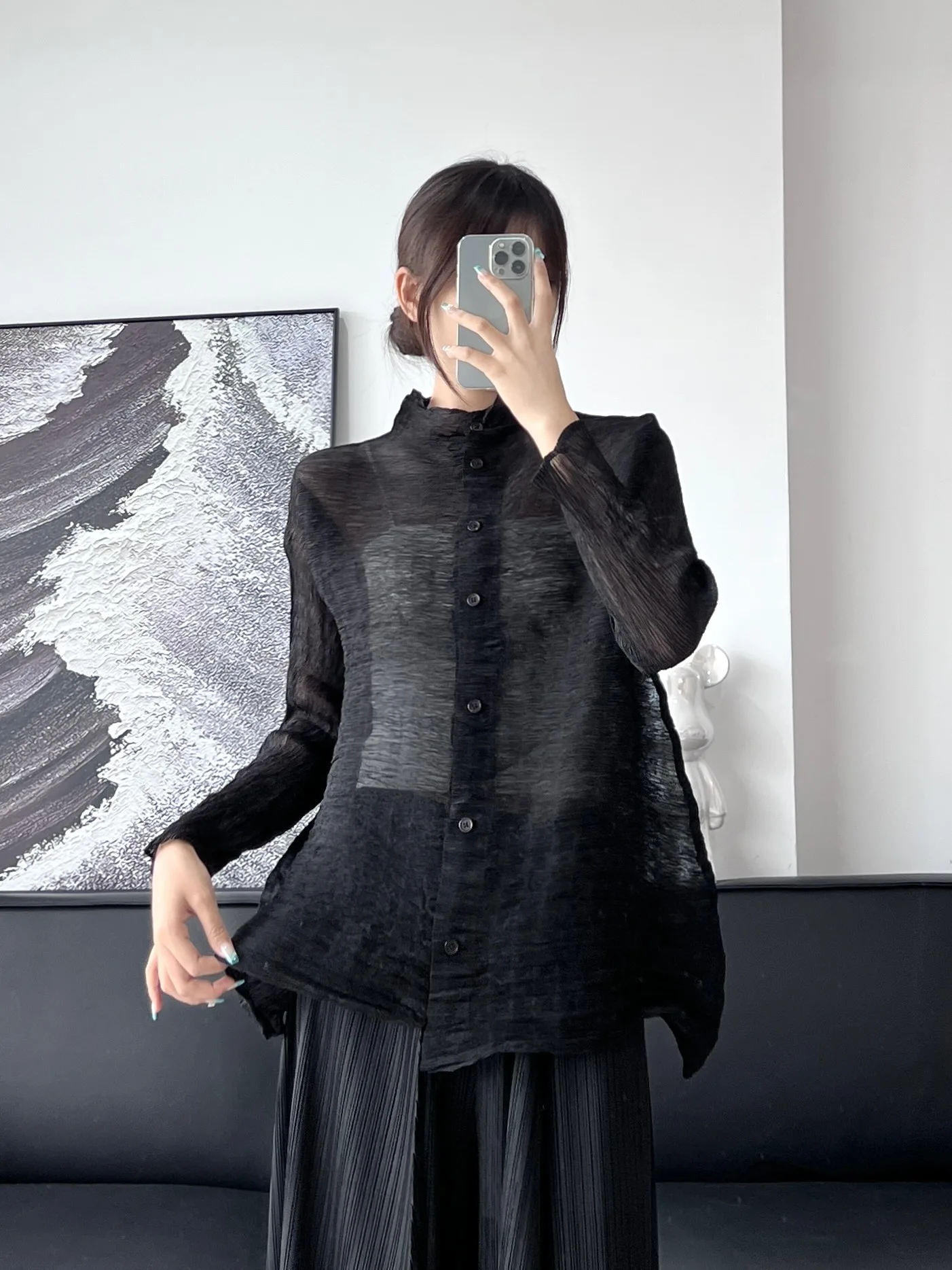 Miyake плиссированные рубашки с отложным воротником, короткая блузка, модный тонкий кардиган, женские топы, весна 2024, женские повседневные рубашки
Miyake плиссированные рубашки с отложным воротником, короткая блузка, модный тонкий кардиган, женские топы, весна 2024, женские повседневные рубашки