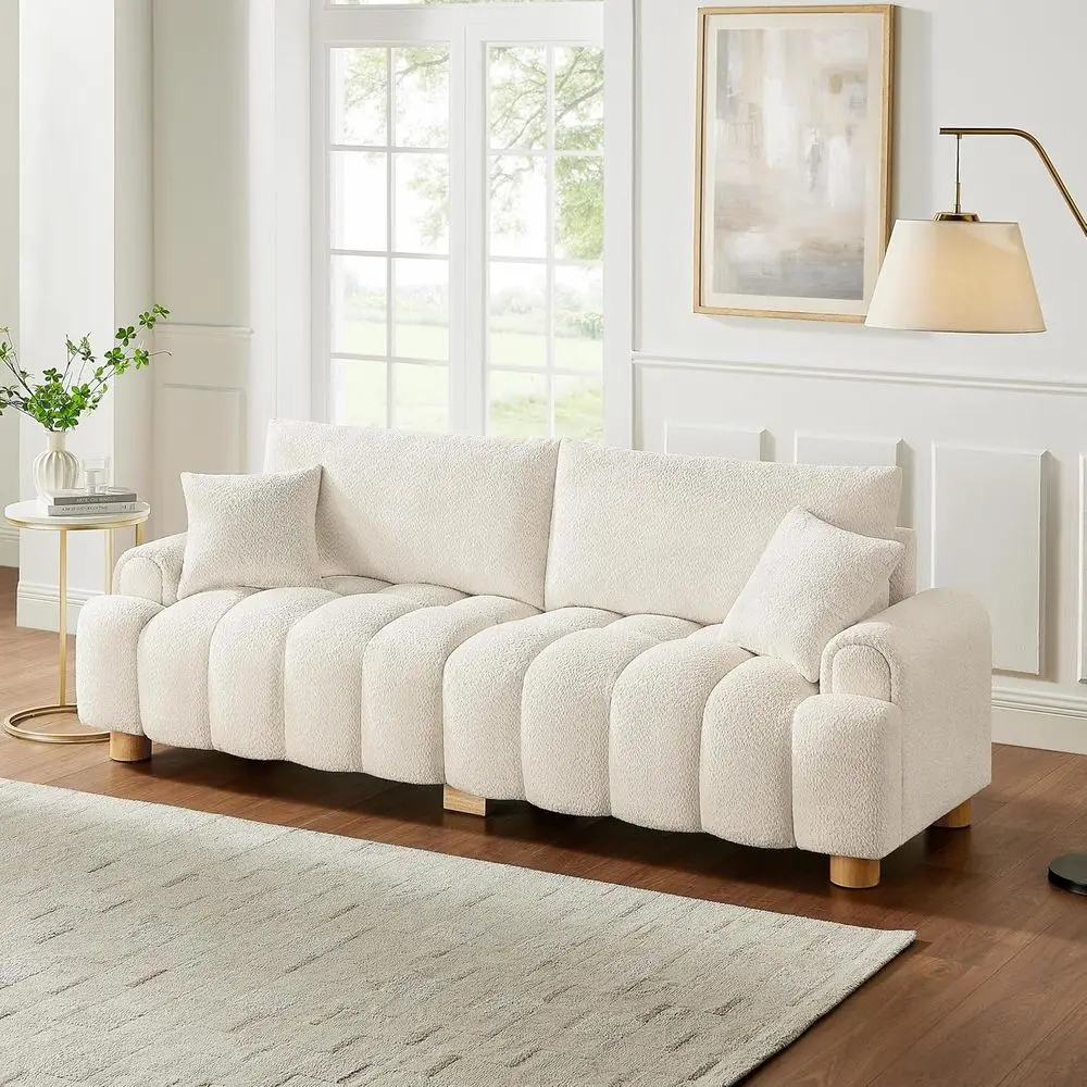 Oversized 3-Seater Cloud Sofa with Pillows, Deep Seat Sherpa Couch for Living Room or Bedroom, White
Oversized 3-Seater Cloud Sofa with Pillows, Deep Seat Sherpa Couch for Living Room or Bedroom, White