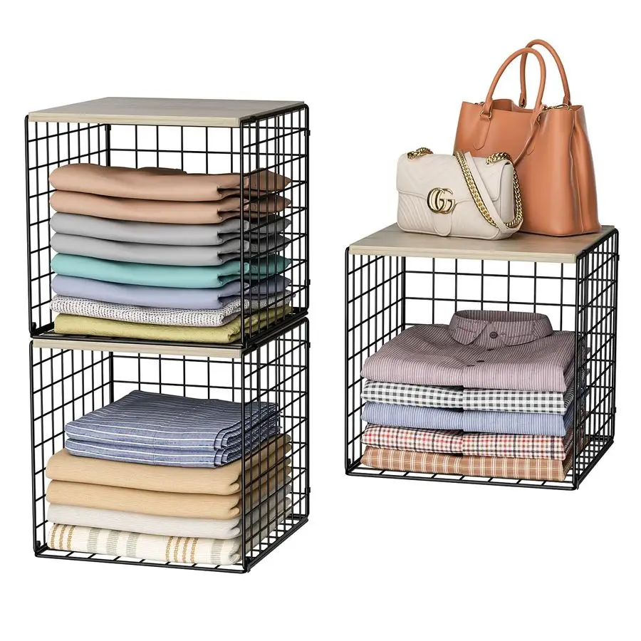 Stackable Closet Organizers and Storage, Shelves with Wood Top Extra Storage, Clothes Organizer Basket, Bin, or Tube for Wardro
Stackable Closet Organizers and Storage, Shelves with Wood Top Extra Storage, Clothes Organizer Basket, Bin, or Tube for Wardro