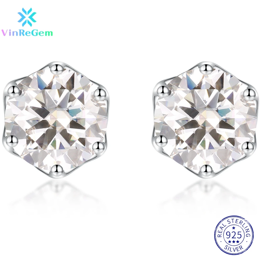 Vinregem 925 Sterling Silver Round 2CT VVS1 D color Moissanite Passed Test Diamonds Ear Studs Earrings for Women Drop Shipping
Vinregem 925 Sterling Silver Round 2CT VVS1 D color Moissanite Passed Test Diamonds Ear Studs Earrings for Women Drop Shipping