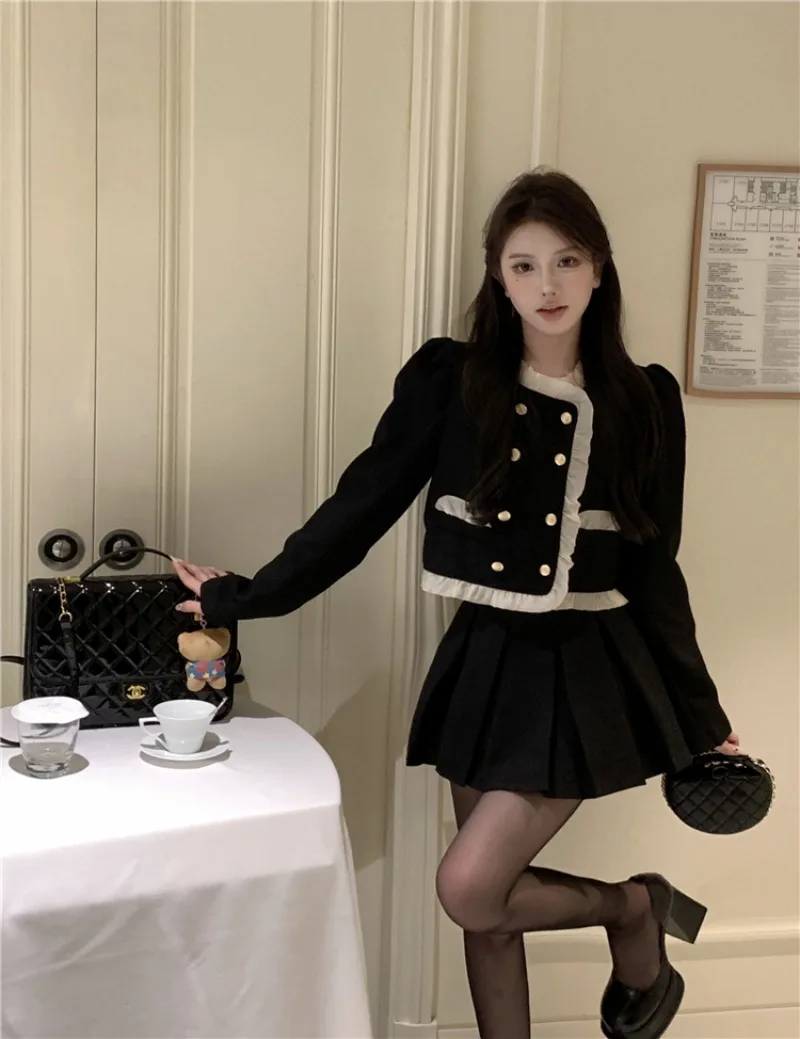 Sweet Hot Girl Suit Women's Autumn Edible Tree Fungus Short Jacket High Waist Pleated Skirt Two-piece Set Fashion Female Clothes
Sweet Hot Girl Suit Women's Autumn Edible Tree Fungus Short Jacket High Waist Pleated Skirt Two-piece Set Fashion Female Clothes
