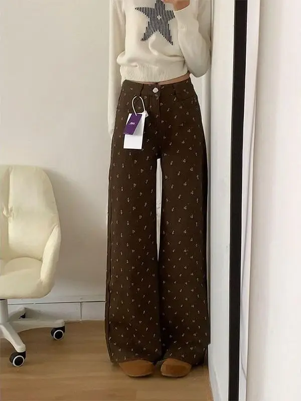 High Waist Floral Straight Leg Wide Leg Jeans Women's American Retro Loose Slimming High Waist Design Sense Wide Leg Pants
High Waist Floral Straight Leg Wide Leg Jeans Women's American Retro Loose Slimming High Waist Design Sense Wide Leg Pants