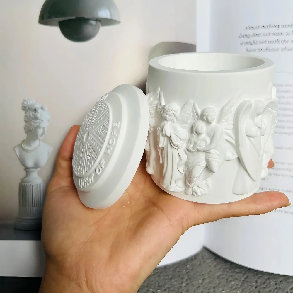 Форма для хранения статуи ангела, сделай сам, форма для банки для свечей с крышкой, штукатурка, бетонная коробка для хранения, силиконовые формы, украшение дома
Форма для хранения статуи ангела, сделай сам, форма для банки для свечей с крышкой, штукатурка, бетонная коробка для хранения, силиконовые формы, украшение дома