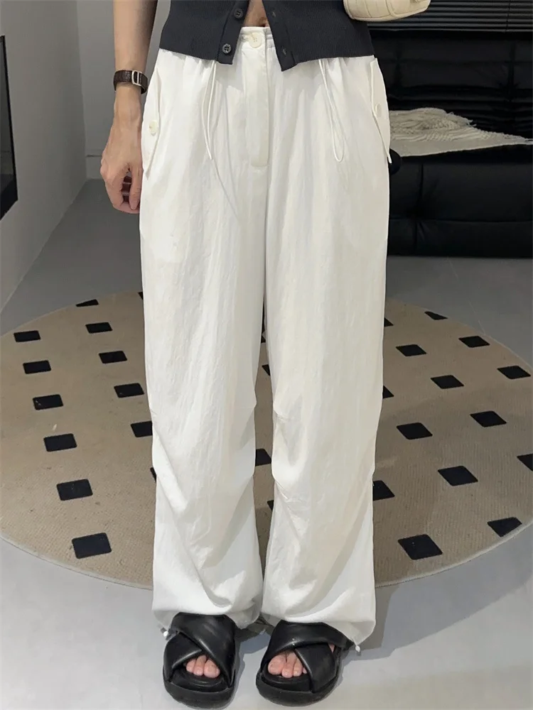 Quick Dry White Straight Leg Pants Loose Workwear Trousers Micro Pleated American Drapey Feel Parachute Pants Commute Style
Quick Dry White Straight Leg Pants Loose Workwear Trousers Micro Pleated American Drapey Feel Parachute Pants Commute Style