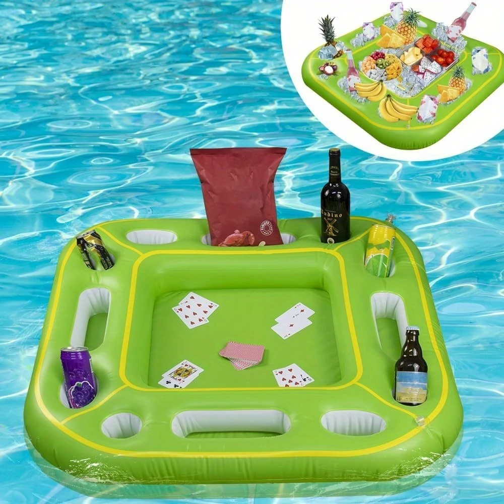 Floating Table for Pool Game with Waterproof Playing Cards, Inflatable Pool Party Tray Float for Drink Snack Holder
Floating Table for Pool Game with Waterproof Playing Cards, Inflatable Pool Party Tray Float for Drink Snack Holder