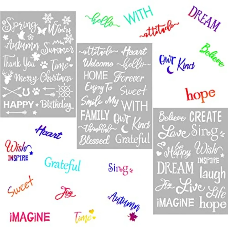 3 Pieces Plastic Painting Stencils 8 x 11 Inch Reusable Inspirational Word Stencils Template for Painting on Wood, Fabric, Pape
3 Pieces Plastic Painting Stencils 8 x 11 Inch Reusable Inspirational Word Stencils Template for Painting on Wood, Fabric, Pape