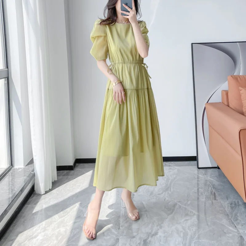 New Summer French Luxury Blue Chiffon Dress Women Round Neck Patchwork Slimming Elastic Waist Drawstring Casual Fashion Dresses
New Summer French Luxury Blue Chiffon Dress Women Round Neck Patchwork Slimming Elastic Waist Drawstring Casual Fashion Dresses
