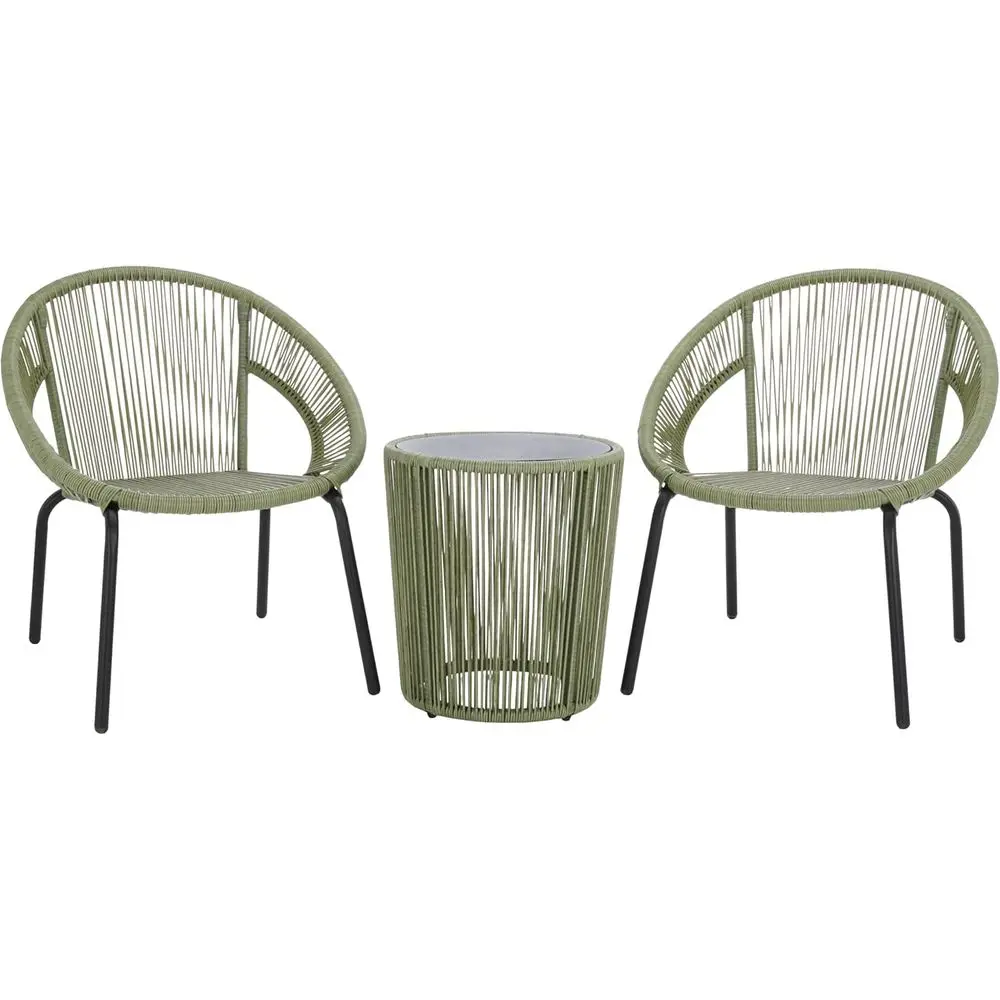 Outdoor Patio urniture Collection - Otto Green & Black Rattan 3-Piece Bistro Set with 2 Chairs and Accent Table (PAT7549B)
Outdoor Patio urniture Collection - Otto Green & Black Rattan 3-Piece Bistro Set with 2 Chairs and Accent Table (PAT7549B)