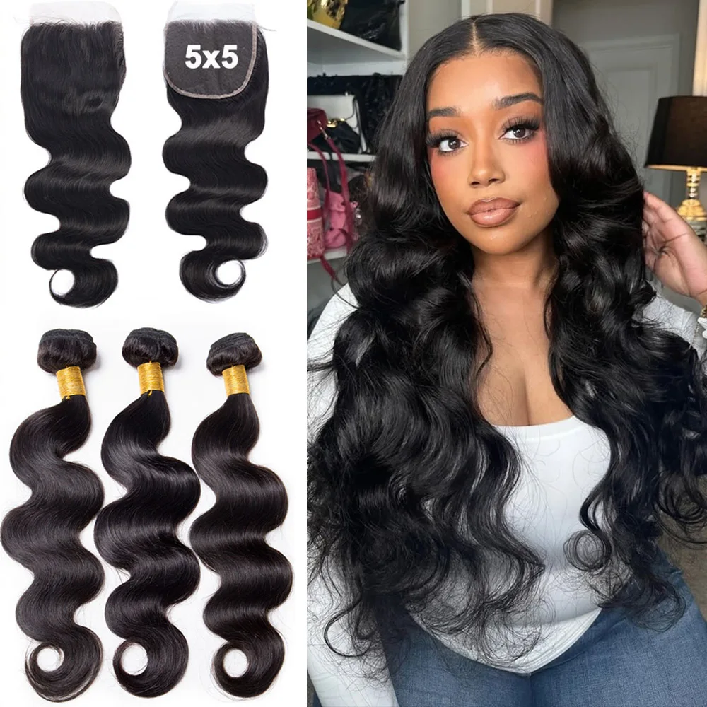 Body Wave 5x5 6x6 Closure With Bundles Peruvian Human Hair 3/4Bundles with Closure Remy Human Hair Weave Bundles Hair Extensions
Body Wave 5x5 6x6 Closure With Bundles Peruvian Human Hair 3/4Bundles with Closure Remy Human Hair Weave Bundles Hair Extensions