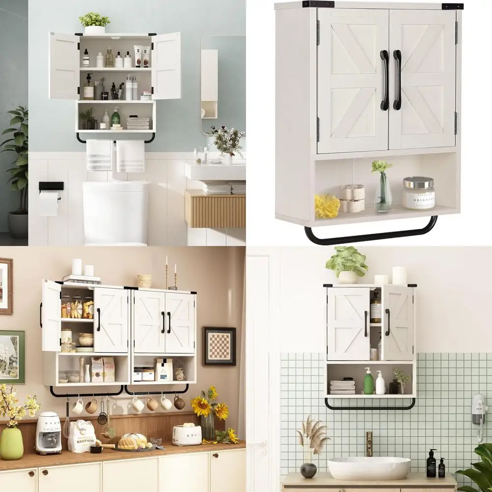 Rustic 2-Door Wall Storage Cabinet with Adjustable Shelf & Towel Bar, 3-Tier for Kitchen, Bathroom, Living Room (Washed Oak)
Rustic 2-Door Wall Storage Cabinet with Adjustable Shelf & Towel Bar, 3-Tier for Kitchen, Bathroom, Living Room (Washed Oak)