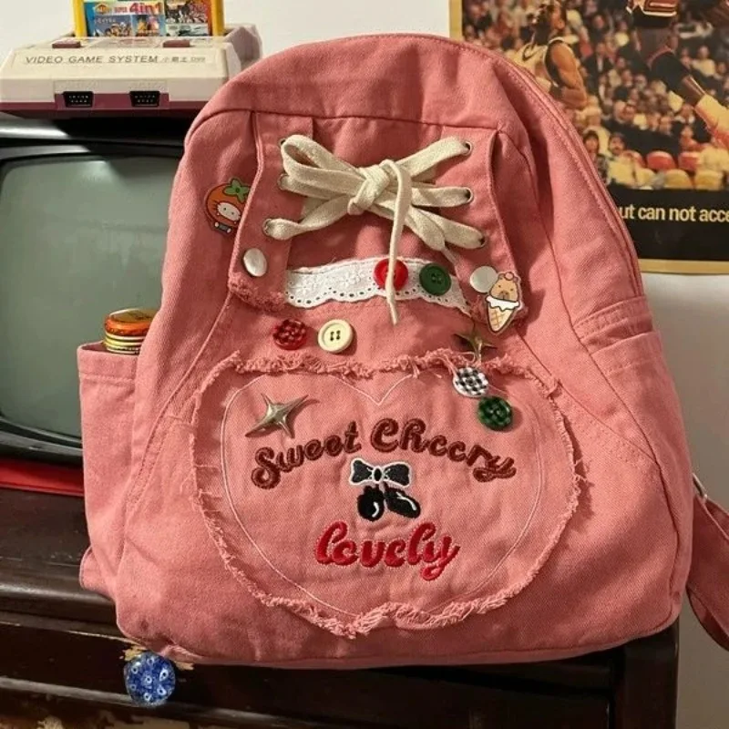 Bandage Bow Button School Bag Large Capacity Mochila Kawaii Cartoon Cute Backpack Japan Style Bags for Woman New Sac Femme
Bandage Bow Button School Bag Large Capacity Mochila Kawaii Cartoon Cute Backpack Japan Style Bags for Woman New Sac Femme