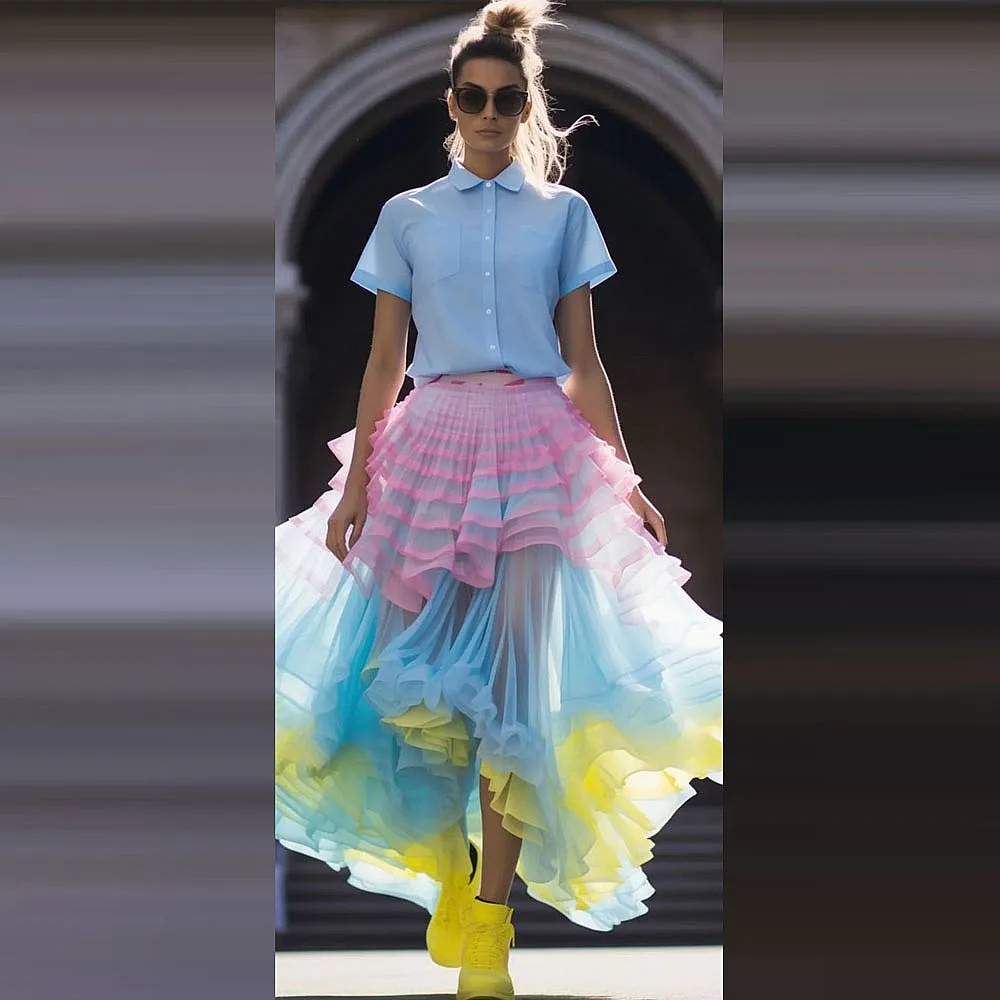 Summer Colorful Asymmetrical Tulle Skirts Elastic Waist Tiered Maxi Dress Custom Made Holiday Vestidos Formal Party Gowns
Summer Colorful Asymmetrical Tulle Skirts Elastic Waist Tiered Maxi Dress Custom Made Holiday Vestidos Formal Party Gowns
