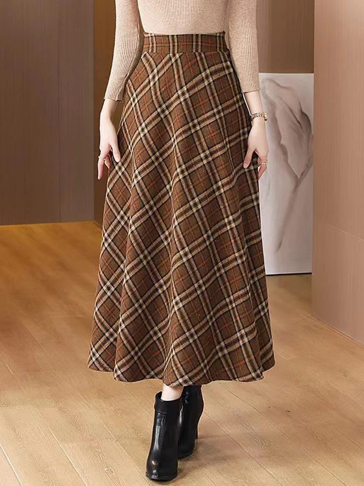 Vintage Plaid Skirt Women Casual Loose Maxi Skirt Autumn Winter Female Elegant Fashion Long Skirts Lady Korean High Waist Skirt
Vintage Plaid Skirt Women Casual Loose Maxi Skirt Autumn Winter Female Elegant Fashion Long Skirts Lady Korean High Waist Skirt