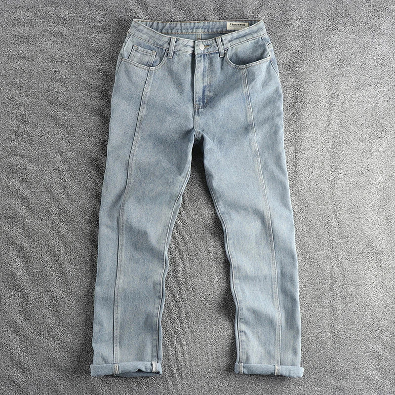 Retro Washed Men's Jeans Loose Straight Leg Trousers Four Seasons Long Pants Splice Design Trendy Youth Denim Jeans mid Waist
Retro Washed Men's Jeans Loose Straight Leg Trousers Four Seasons Long Pants Splice Design Trendy Youth Denim Jeans mid Waist