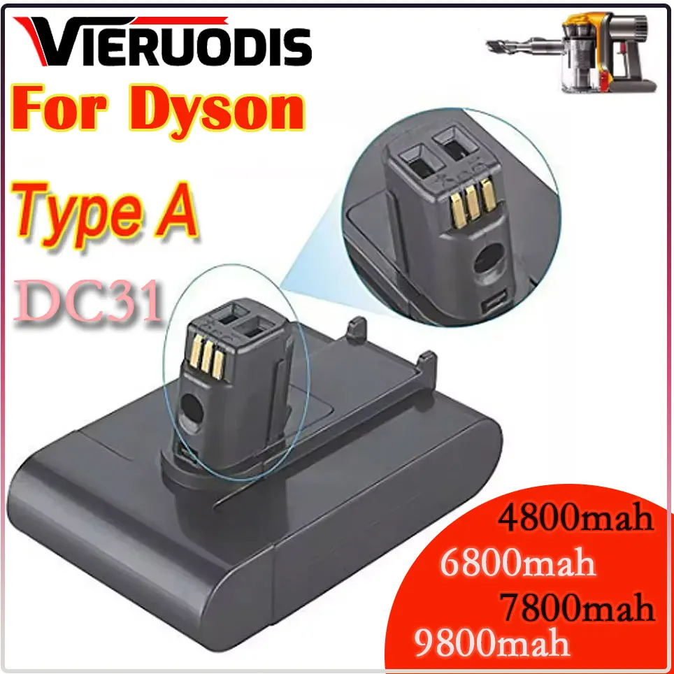 (Type A) 22.2V 4800mAh Li-ion Vacuum Battery for Dyson DC35 DC45 DC31 DC34 DC44 DC31 Animal DC35 Animal 917083-01 L50
(Type A) 22.2V 4800mAh Li-ion Vacuum Battery for Dyson DC35 DC45 DC31 DC34 DC44 DC31 Animal DC35 Animal 917083-01 L50