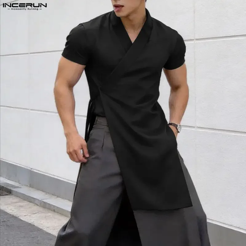 INCERUN Men's Irregular Shirt Solid V Neck Short Sleeve Lace Up Men Clothes Summer Streetwear Casual Tops 2026 Shirts For Man
INCERUN Men's Irregular Shirt Solid V Neck Short Sleeve Lace Up Men Clothes Summer Streetwear Casual Tops 2026 Shirts For Man