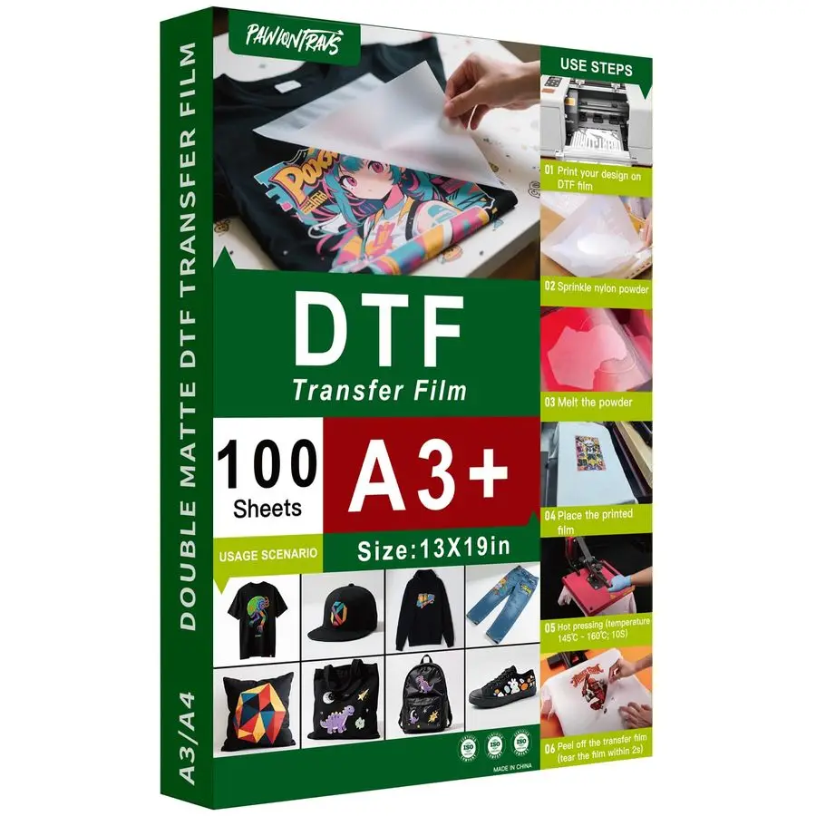 100 Sheets Premium DTF Transfer Film 13x19, A3 Plus DoubleSided Matte PET Heat Transfer Paper for Inkjet Printers, DIY Direct to
100 Sheets Premium DTF Transfer Film 13x19, A3 Plus DoubleSided Matte PET Heat Transfer Paper for Inkjet Printers, DIY Direct to