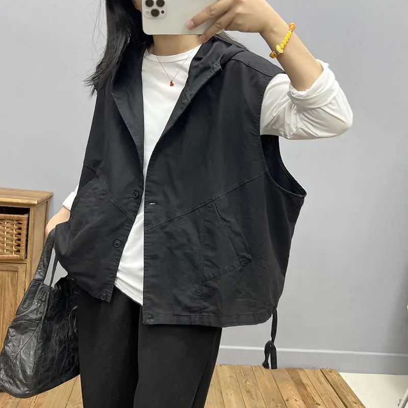 Spring And Autumn Hooded Vest Women's Outwear 2023 New Loose Large Size Casual Cotton Waistcoat Sleeveless Jacket Z285
Spring And Autumn Hooded Vest Women's Outwear 2023 New Loose Large Size Casual Cotton Waistcoat Sleeveless Jacket Z285
