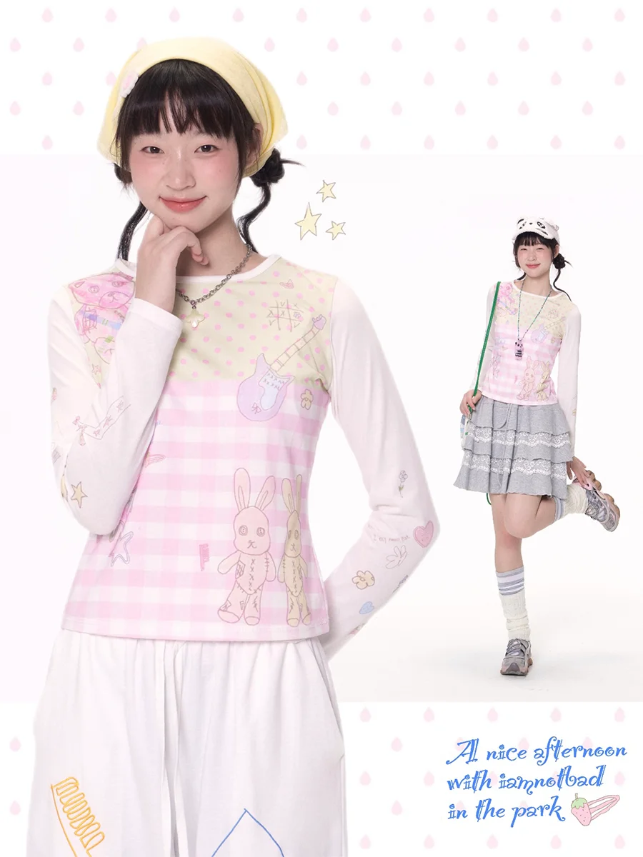 Футболка с длинным рукавом Collaboration Long Sve T-shirt с принтом «Тернопон» и клетчатым узором в горошек, из хлопка, для девочек, модный укороченный топ
Футболка с длинным рукавом Collaboration Long Sve T-shirt с принтом «Тернопон» и клетчатым узором в горошек, из хлопка, для девочек, модный укороченный топ