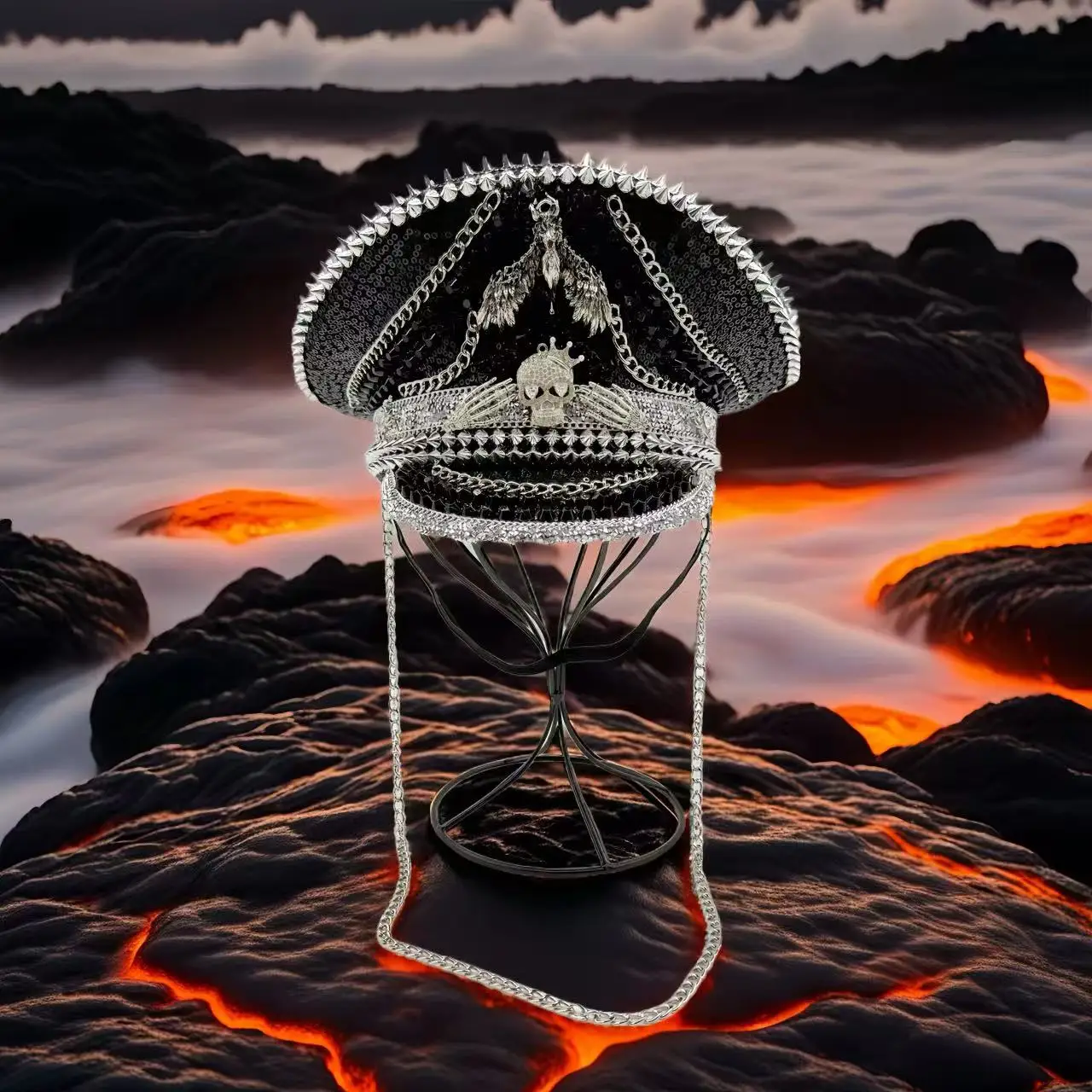 Черная шляпа капитана в стиле стимпанк HongLuan со стразами для женского фестиваля Burning Man, военные аксессуары и костюм на Хэллоуин 
Черная шляпа капитана в стиле стимпанк HongLuan со стразами для женского фестиваля Burning Man, военные аксессуары и костюм на Хэллоуин