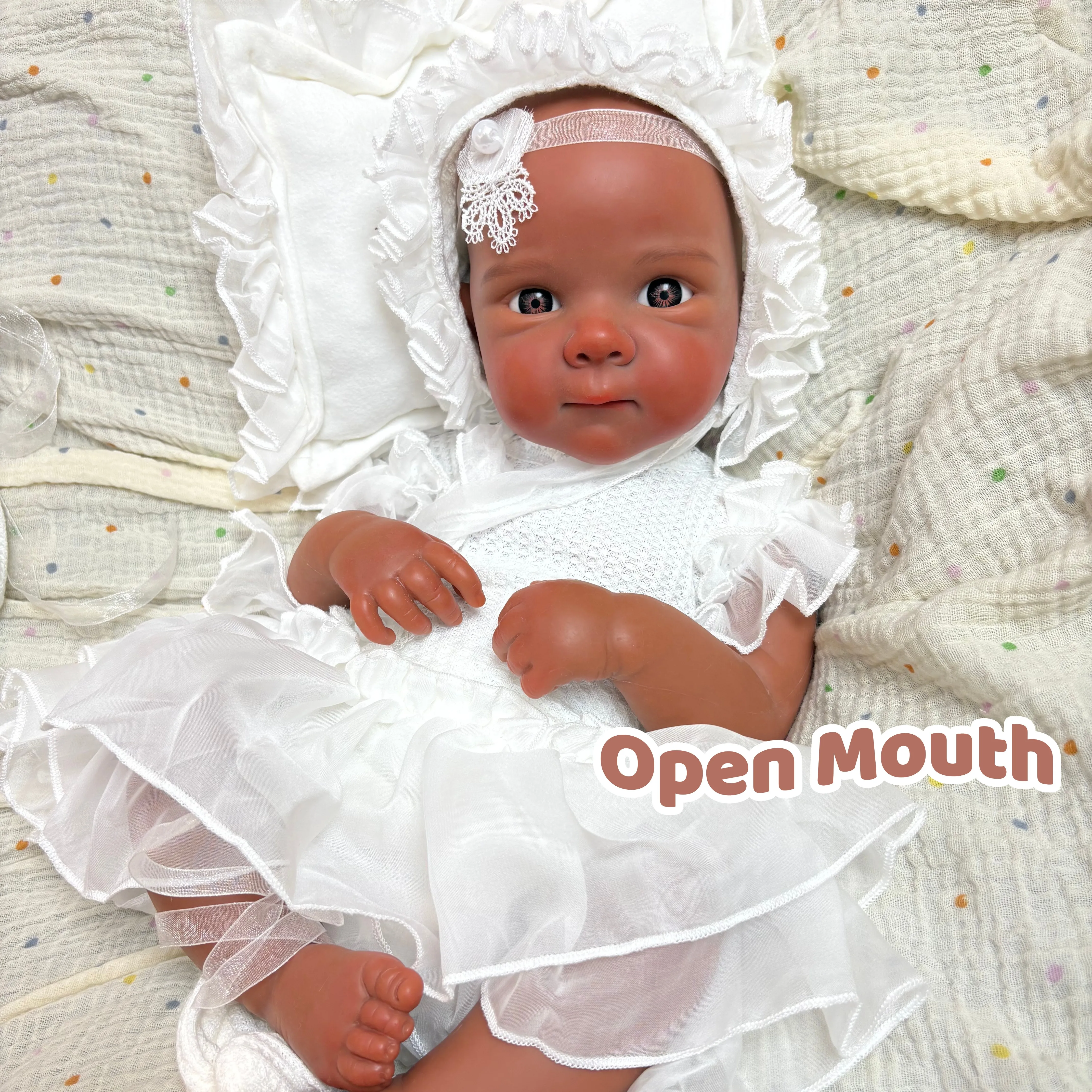 18 Inch / 45 cm Dark Skin Open Mouth Silicone Reborn Girl Doll Bettie, Soft Touch Painted Skin,Best Gift,Bebe Reborn De Silicona
18 Inch / 45 cm Dark Skin Open Mouth Silicone Reborn Girl Doll Bettie, Soft Touch Painted Skin,Best Gift,Bebe Reborn De Silicona