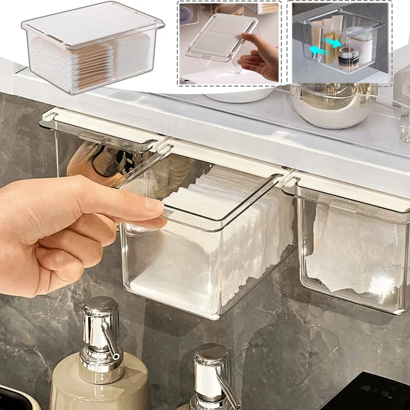 Drawer-Type Storage Box Large Capacity Punch Free Self Adhesive Transparent Simple Bathroom Cabinet Cosmetic Cotton Stick Box
Drawer-Type Storage Box Large Capacity Punch Free Self Adhesive Transparent Simple Bathroom Cabinet Cosmetic Cotton Stick Box