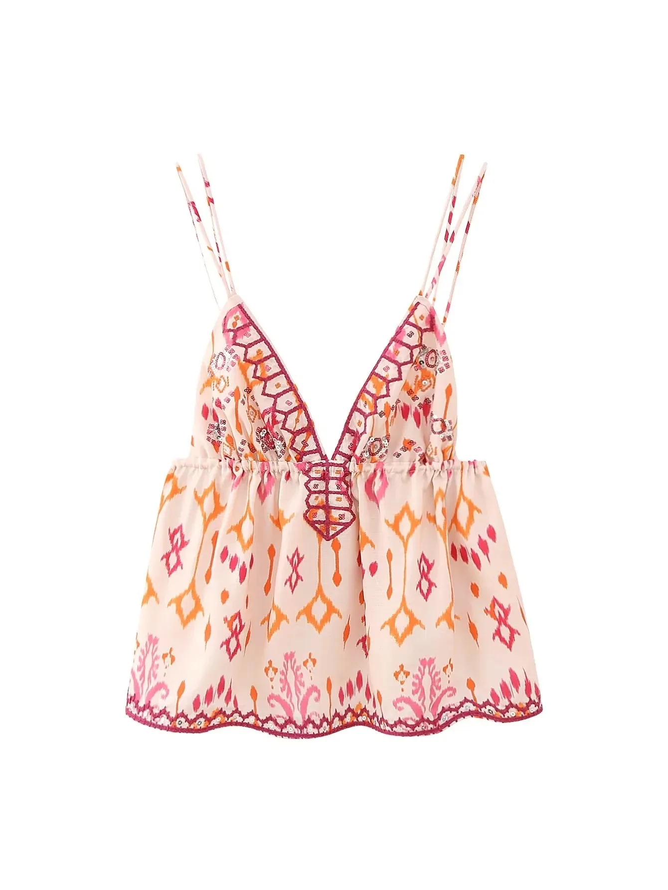 ONE TO WAN Printed Suspender Tank Tops for Women Casual Sleeveless V-Neck Cropped Blouse Vacation Chic Ladies Streetwear
ONE TO WAN Printed Suspender Tank Tops for Women Casual Sleeveless V-Neck Cropped Blouse Vacation Chic Ladies Streetwear