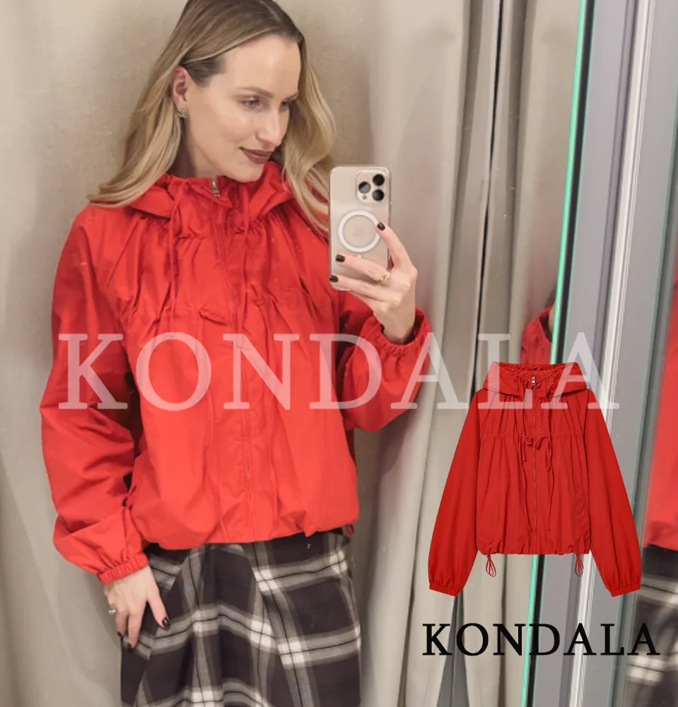 KONDALA Women Red Hooded Jacket 2026 Spring New Trends Sports High Street Jackets Lady Simple Casual Bow Lace-up Zipper Jackets
KONDALA Women Red Hooded Jacket 2026 Spring New Trends Sports High Street Jackets Lady Simple Casual Bow Lace-up Zipper Jackets