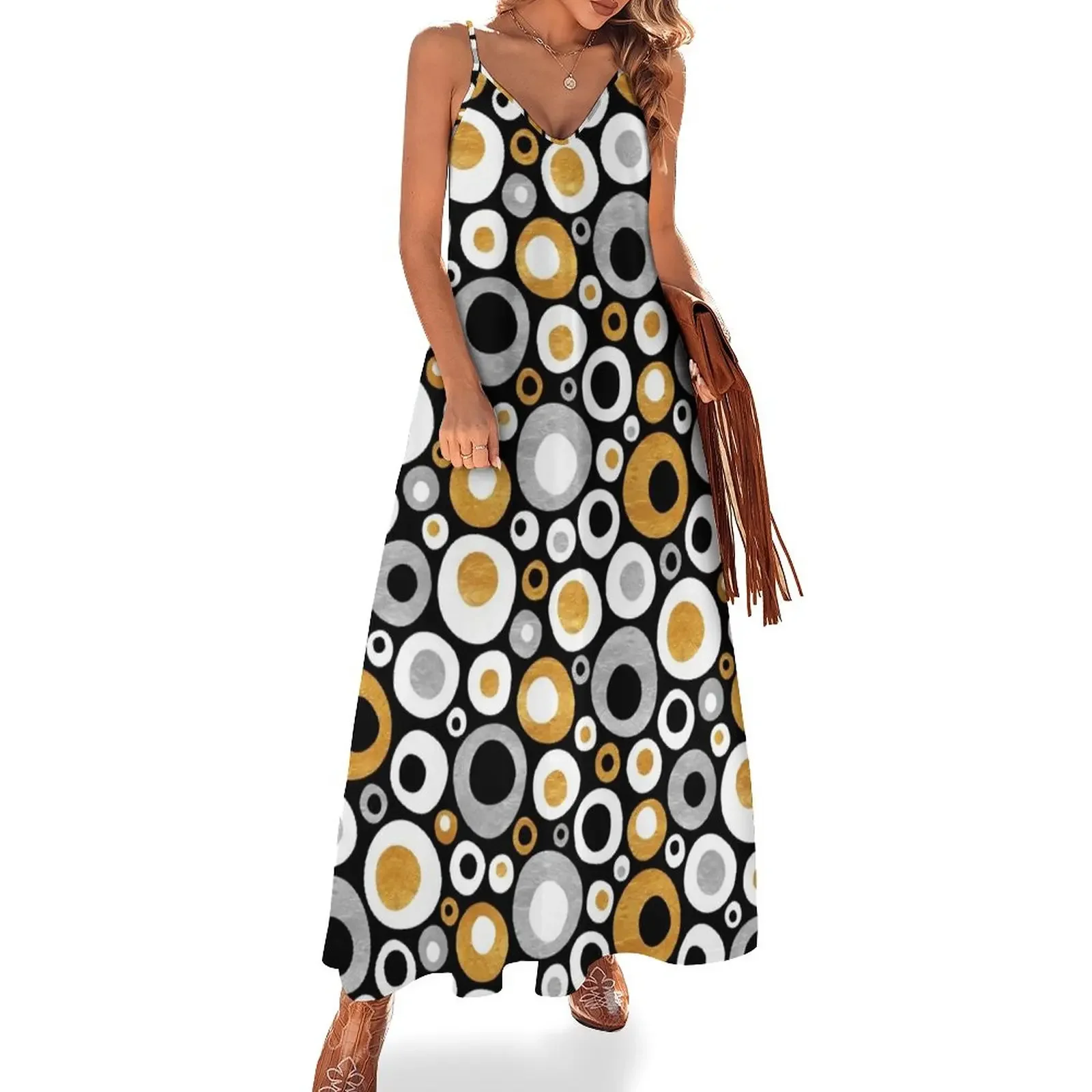 Funky Mid Century Modern Circles - Gold, Silver, Black, White Sleeveless Dress dress for women cocktail dresses
Funky Mid Century Modern Circles - Gold, Silver, Black, White Sleeveless Dress dress for women cocktail dresses