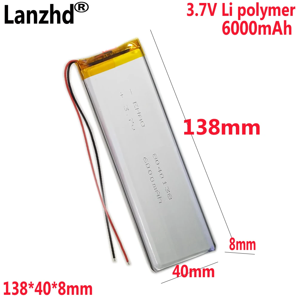 3.7V Li polymer 6000mAh battery For Copper keyboard Tablet battery Laptop Notebook Tablet PC battery 138*40*8mm 8040138
3.7V Li polymer 6000mAh battery For Copper keyboard Tablet battery Laptop Notebook Tablet PC battery 138*40*8mm 8040138
