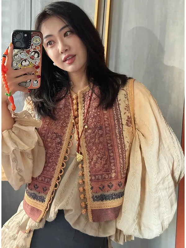 Китайский этнический костюм: жилет с принтом, поясом и пуговицами, полупрозрачные брюки-фонарики прямого кроя, комплект для женщин...
Китайский этнический костюм: жилет с принтом, поясом и пуговицами, полупрозрачные брюки-фонарики прямого кроя, комплект для женщин...