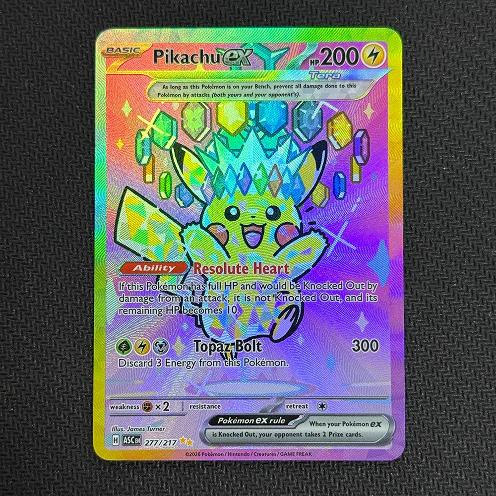 DIY English Proxy PTCG Card 2026 ASC-Ascended Heroes #277 Pikachu ex Collectible Card Special Illustration Rare
DIY English Proxy PTCG Card 2026 ASC-Ascended Heroes #277 Pikachu ex Collectible Card Special Illustration Rare