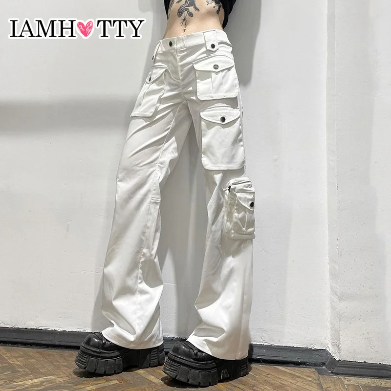 IAMHOTTY High Quality Cargo Jeans White Multi Pockets Wide Leg Denim Pants High Waist Vintage Streetwear Chic Casual Trousers
IAMHOTTY High Quality Cargo Jeans White Multi Pockets Wide Leg Denim Pants High Waist Vintage Streetwear Chic Casual Trousers