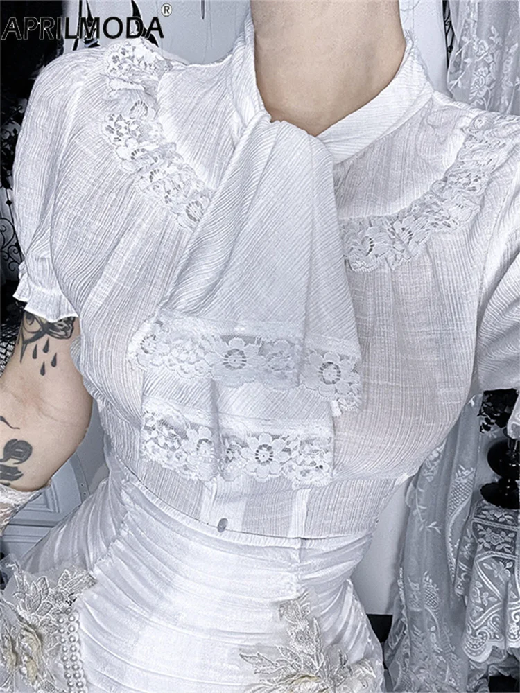 Sweet White Harajuku Fashion Short Sleeve Lace Patchwork Shirts Women Alt Techwear Mall Gothic Button Slim Blouse Shirt Cute Top
Sweet White Harajuku Fashion Short Sleeve Lace Patchwork Shirts Women Alt Techwear Mall Gothic Button Slim Blouse Shirt Cute Top