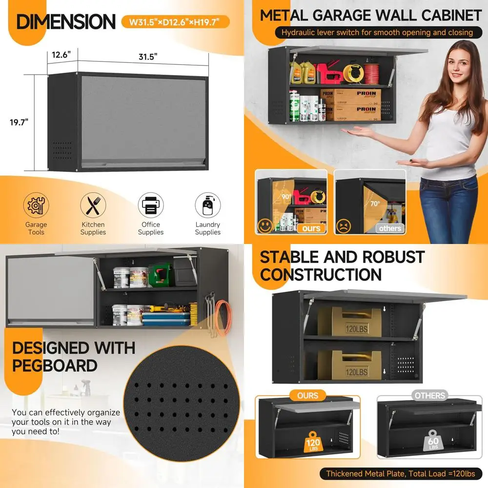 Adjustable Shelving Metal Wall Cabinet for Garage, 19.7 High, Black & Grey (Assembly Needed)
Adjustable Shelving Metal Wall Cabinet for Garage, 19.7 High, Black & Grey (Assembly Needed)
