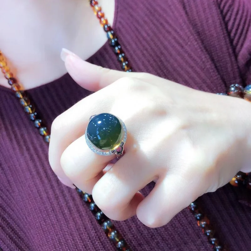 16mm Mexican Blue Amber Inlaid S925 Silver Ring Adjustable Universal
16mm Mexican Blue Amber Inlaid S925 Silver Ring Adjustable Universal