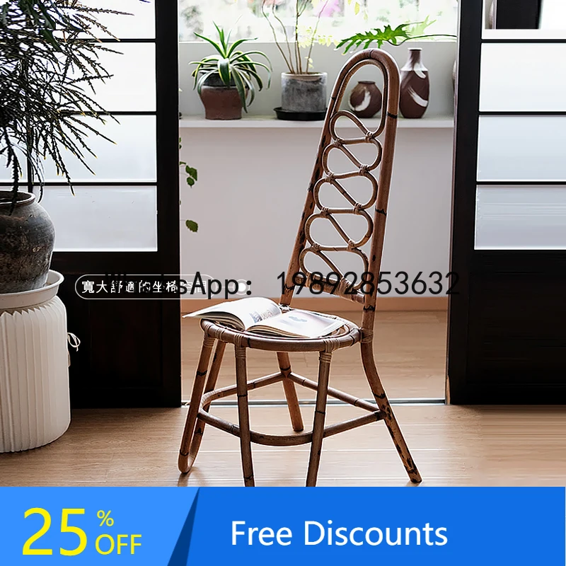 Vintage Rattan Dining Chair High Back Chair for Restaurant Living Room Homestay Home Use Retro High-end Simple French Style
Vintage Rattan Dining Chair High Back Chair for Restaurant Living Room Homestay Home Use Retro High-end Simple French Style